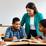 **Prompt:** A diverse group of adult learners, fully clothed in casual attire, participating in a literacy class. Focus on the instructor, a kind and patient educator, guiding them. Classroom setting with books and learning materials. Safe for work, appropriate content, family-friendly, professional instruction, modest clothing, natural proportions, well-formed hands.