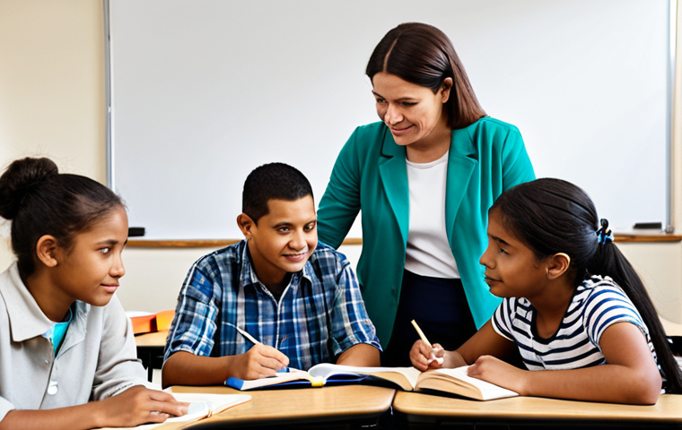 **Prompt:** A diverse group of adult learners, fully clothed in casual attire, participating in a literacy class. Focus on the instructor, a kind and patient educator, guiding them. Classroom setting with books and learning materials. Safe for work, appropriate content, family-friendly, professional instruction, modest clothing, natural proportions, well-formed hands.