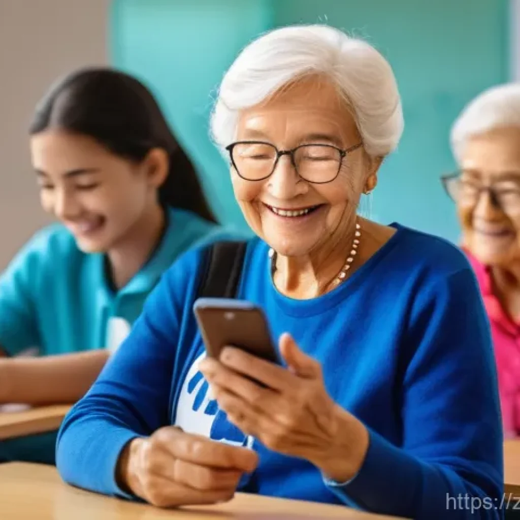 문해교육사와 비문해 학습자 성공 사례 - **Prompt 1: Intergenerational Learning at a Community Digital Workshop**
"A vibrant and brightly...