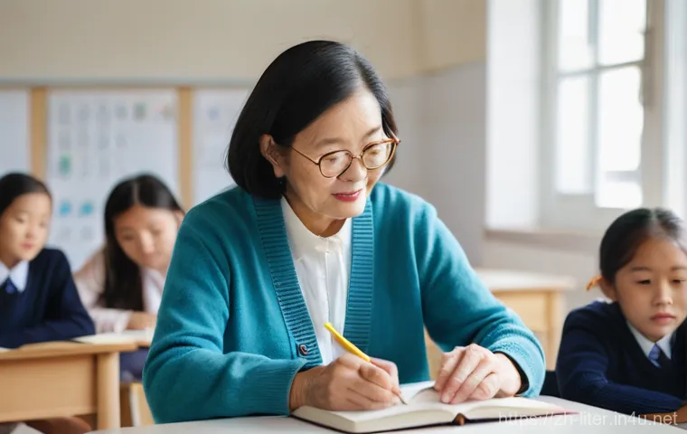 문해교육사와 자격 취득 준비 비용 - **Prompt:** A heartwarming scene in a bright, modern community classroom. An elderly woman, with gen...