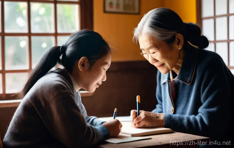 문해교육사와 커뮤니티 봉사 사례 - **Prompt 1: A Moment of Shared Learning and Dignity**
    An intimate, warm-lit scene inside a cozy ...