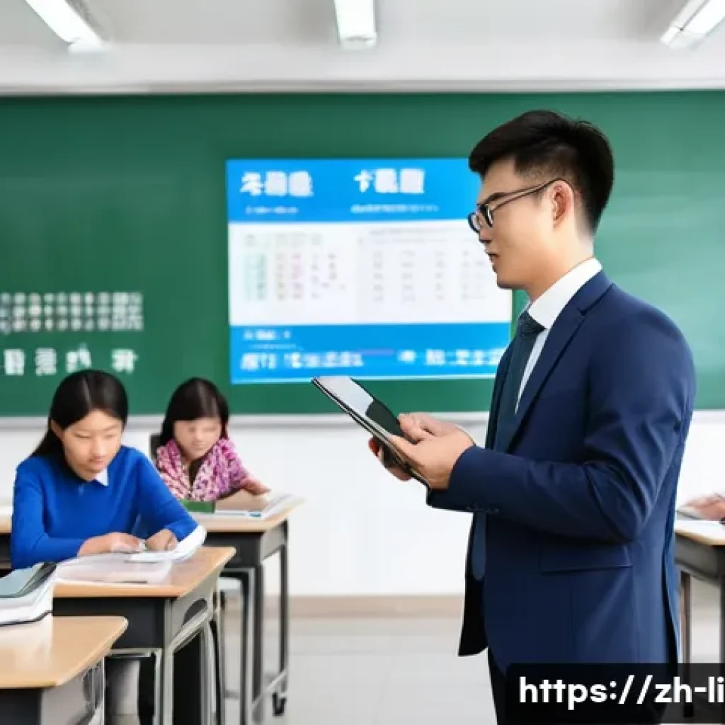 문해교육사 업무 프로세스 효율화 - A modern classroom scene in a Chinese adult literacy school featuring a diverse group of adult stude...