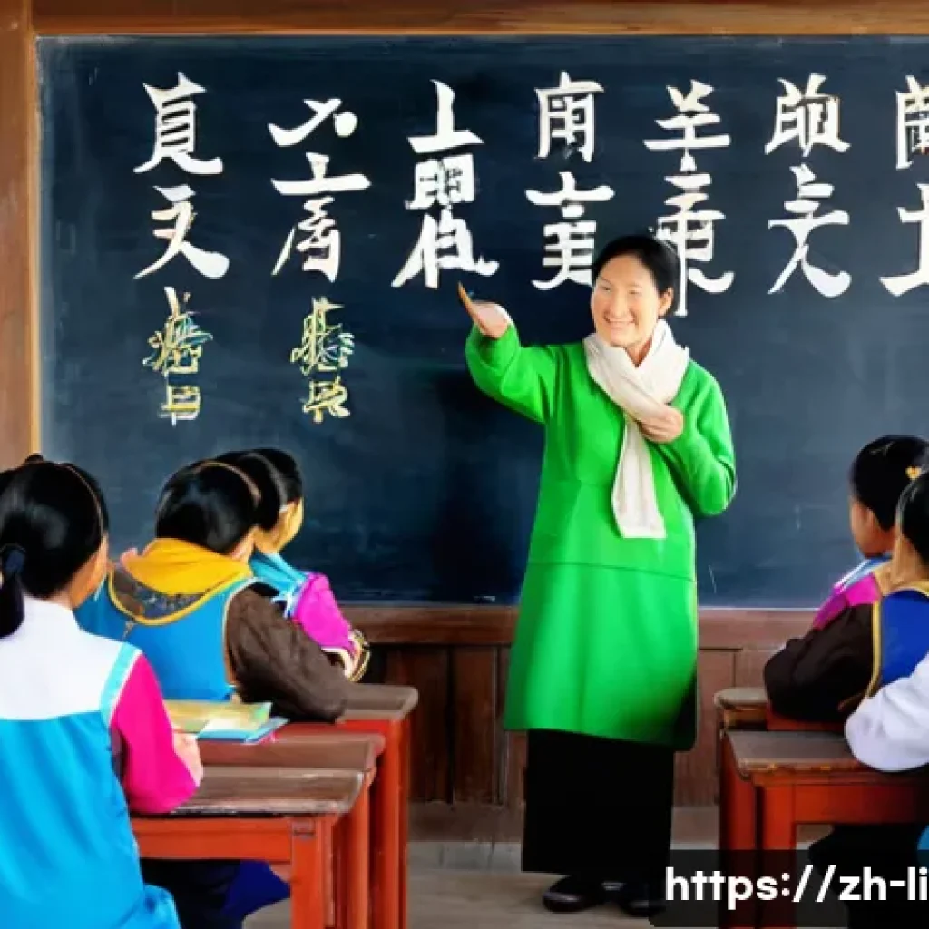 문해교육사와 학습 목표 연구 사례 - A warm, detailed scene of an adult literacy class in a rural Chinese village, showing a diverse grou...
