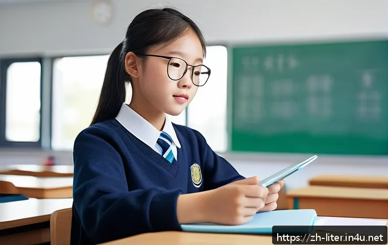 문해교육사와 학습 목표 성공 성공 연구 사례 연구 - A modern classroom scene in a Chinese middle school, focusing on a focused teenage student setting s...