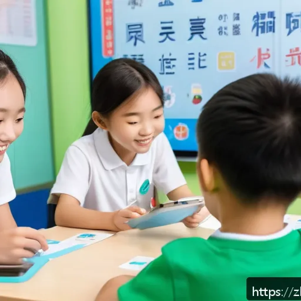 문해교육사 강의 자료 제작 도구 - A modern classroom scene focused on literacy education for Chinese-speaking adult learners, featurin...