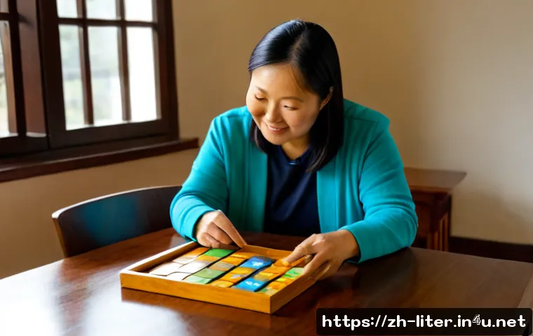 문해교육사 학습 목표 설정법 - Photorealistic adult literacy educator and a middle-aged learner seated across a clean wooden table,...